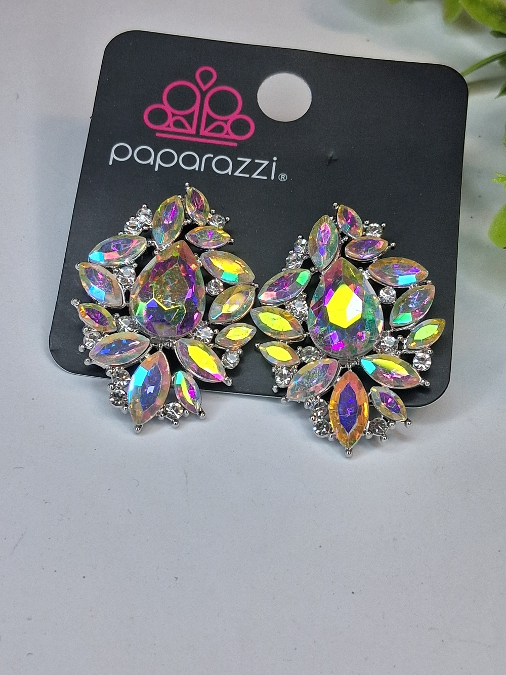 Aurora Teardrop Cluster Earrings With Iridescent Teardrops